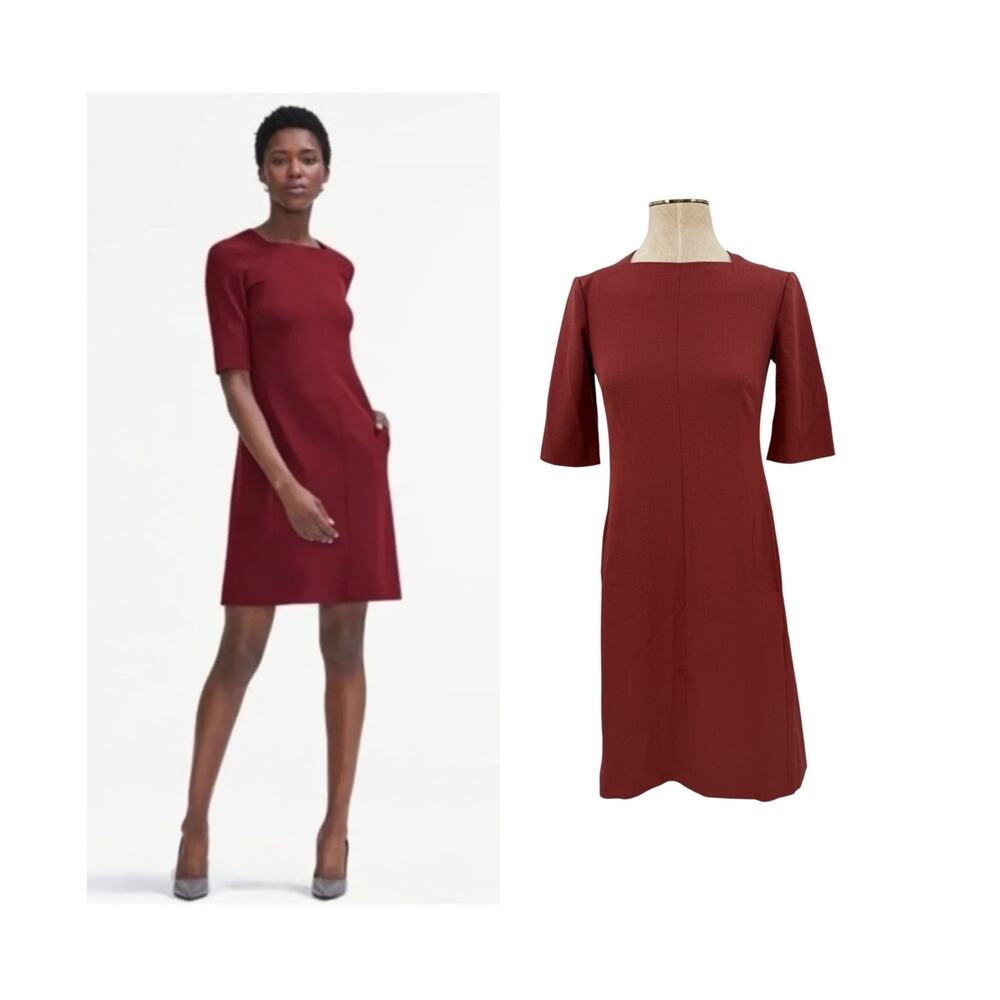 M.M.LaFleur Emily Square Neck A-Line Work Dress Brick Red NWT Size 0